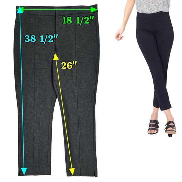 NYDJ Betty Heather Gray Ponte Knit Ankle Pants Capsule Lift Tuck Stretch Preppy - Picture 2 of 9